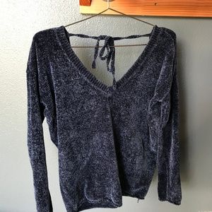 90s Style Navy Blue Chenille Sweater NWOT